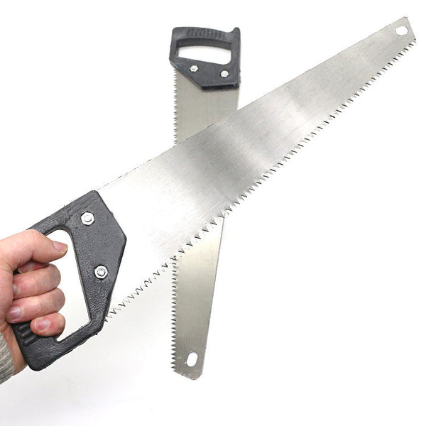 Powerful hand saw with hardened steel blades.