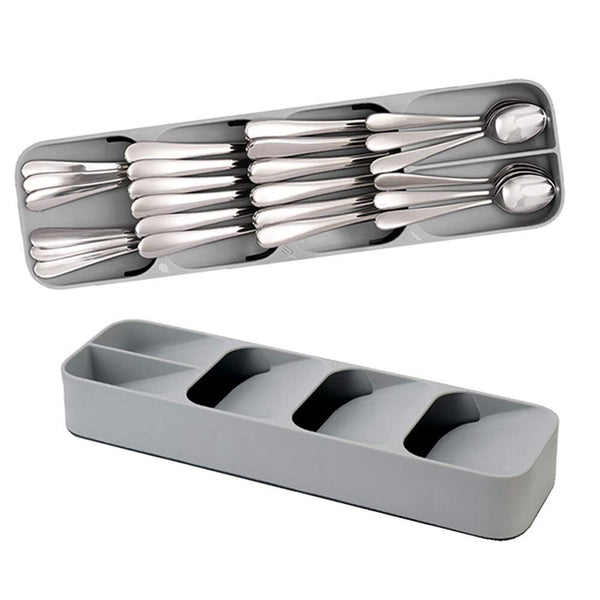 Cutlery tray box with compartments for organizing utensils and cutlery